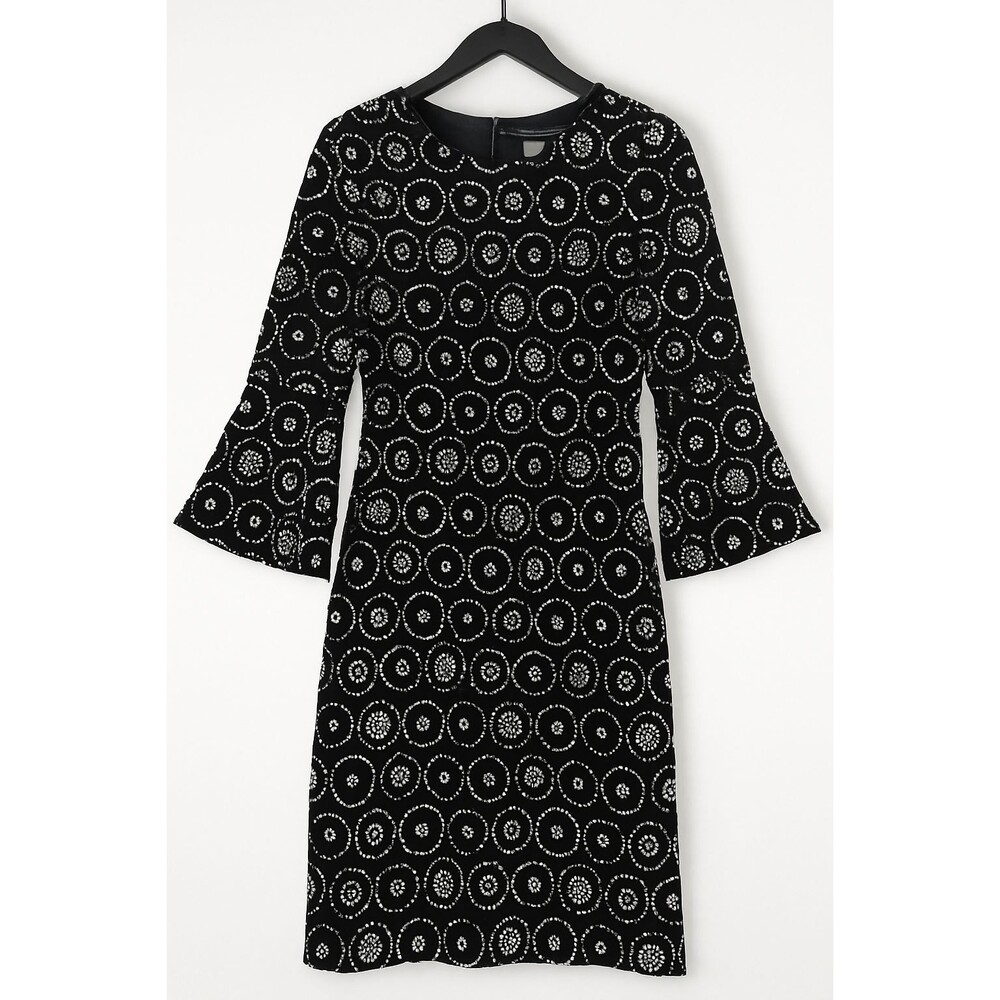 Tommy Hilfiger Black & White Dot Dress Sz 10 | Shift Style | Flared 3/4 Sleeves